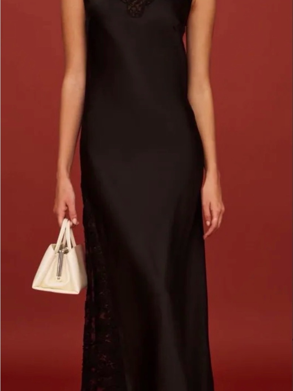 NWT o.p.t Natalia Dress size 8 Black Lace Maxi Dress Few Moda silky
